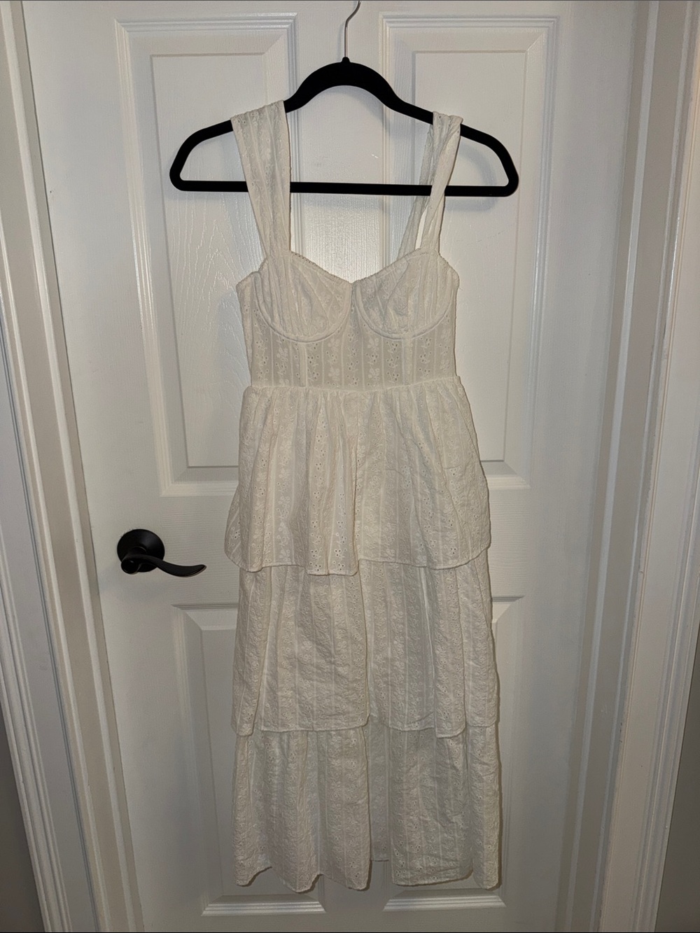 WeWoreWhat White Tiered Eyelet Midi Dress